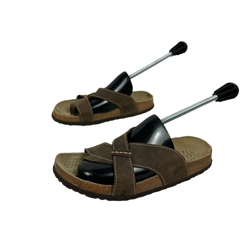 Covington Womens Brown Leather Slide Sandals Size 7
